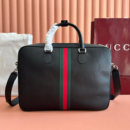 Gucci Ophidia Large Briefcase Black Leather Trim Cotton