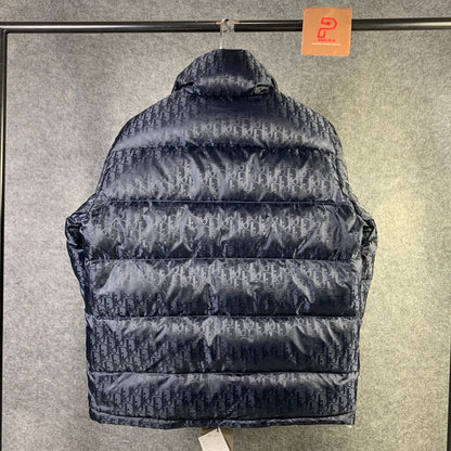 Dior Oblique Motif Down Jacket in Navy Technical Jacquard