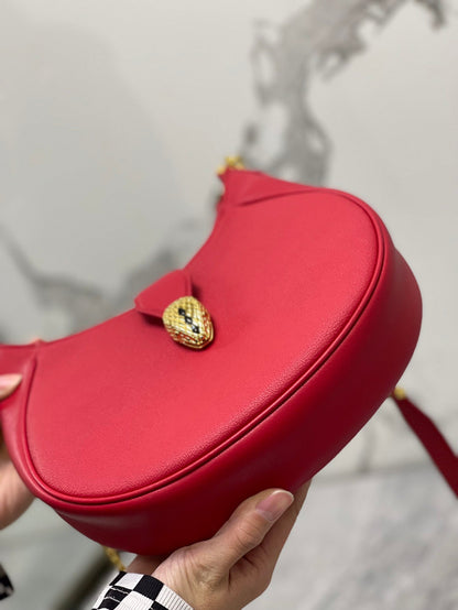 SERPENT ELLIPSE SHOULDER AND CROSSBODY 25.5CM RED CALFSKIN
