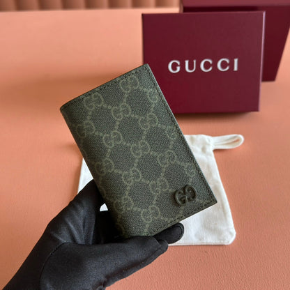 GG Monogram Long Card Case Forest Green Fabric