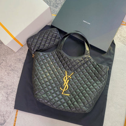 ICARE MAXI 58 SHOPPING BAG BLACK QUILTED LAMBSKIN