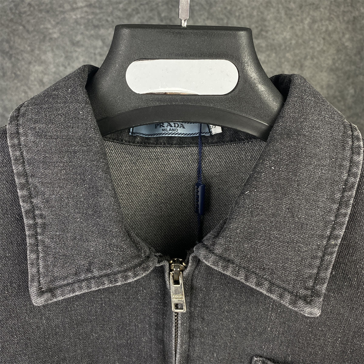 PRADA Women's Grey Denim Blouson Jacket 'Gray'