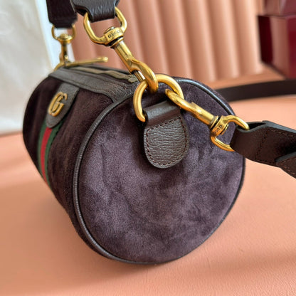 GG AW 25 Ophidia Mini Bag 18.5 Dark Brown Suede