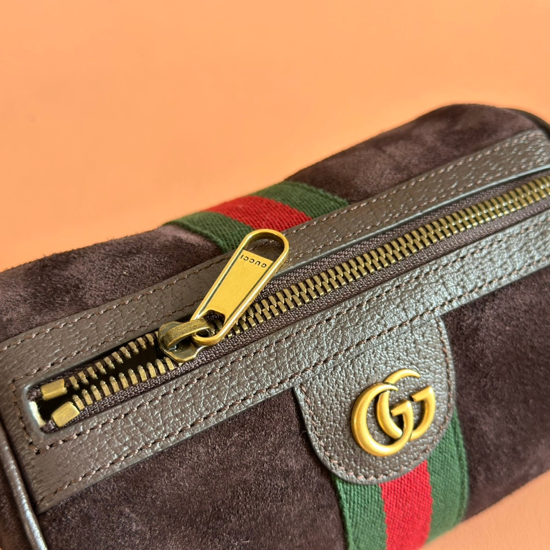 GG AW 25 Ophidia Mini Bag 18.5 Dark Brown Suede
