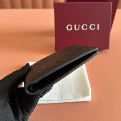 GG Bi-Fold Wallet With Logo Black Grain Cowhide