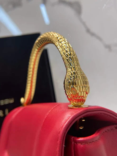 BVL Serpenti Mary Katrantzou Top Handle 19cm Red Lambskin GHW 188704