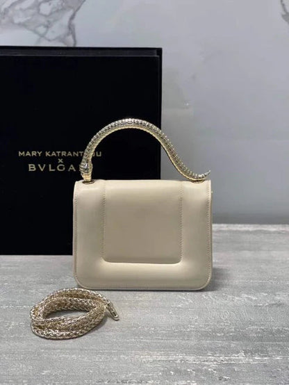 BVL Serpenti Mary Katrantzou Top Handle 19cm White Lambskin GHW 188674