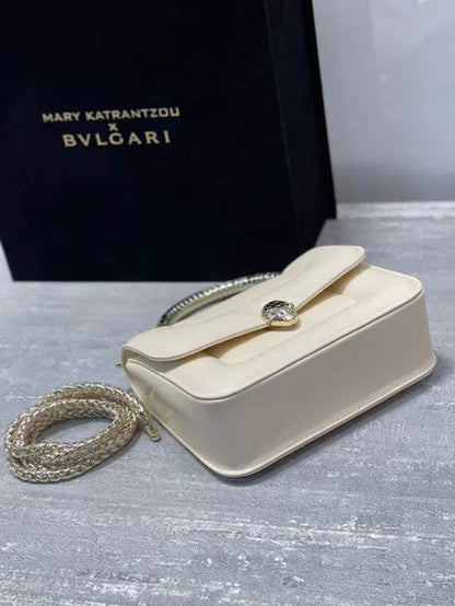 BVL Serpenti Mary Katrantzou Top Handle 19cm White Lambskin GHW 188674