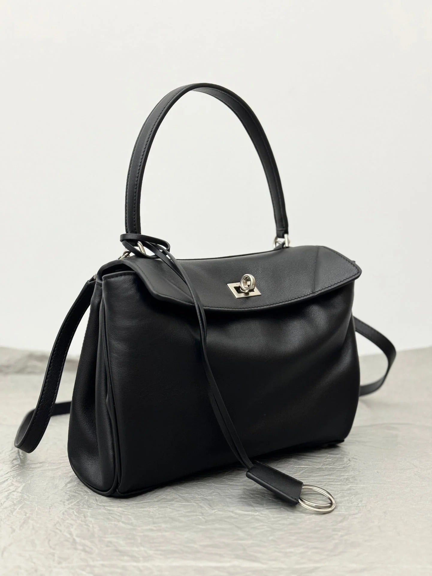 Balenciaga Small Rodeo Bag 29 Black Calfskin Sliver Hardware