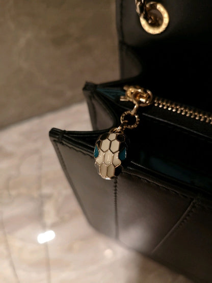 BVL Serpenti Forever Shoulder Bag 28cm Black Calfskin GHW 188653