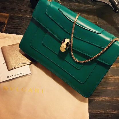 BVL Serpenti Forever Shoulder Bag 28cm Green Calfskin GHW 188642