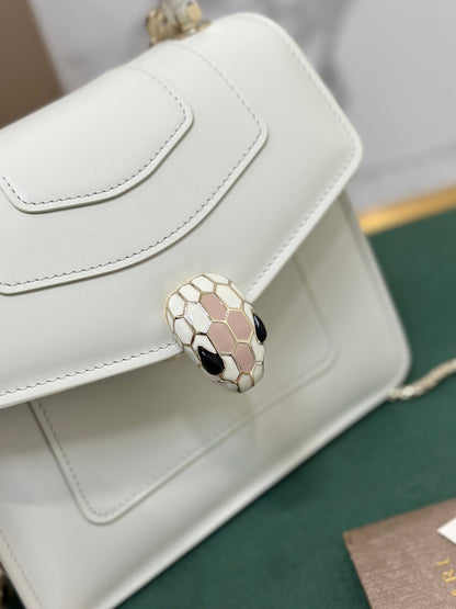 BVL Serpenti Forever Top Handle Bag 18cm White Calfskin GHW 188604