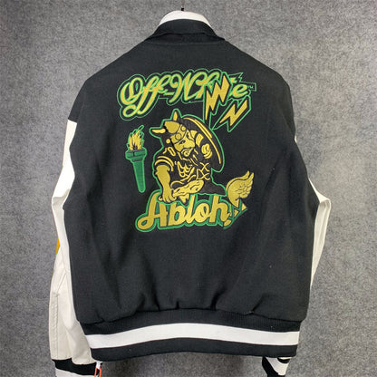 Off-White Graphics Leather Varsity 'Black/Yellow'