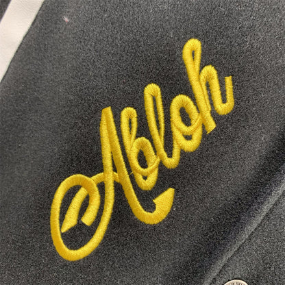 Off-White Graphics Leather Varsity 'Black/Yellow'