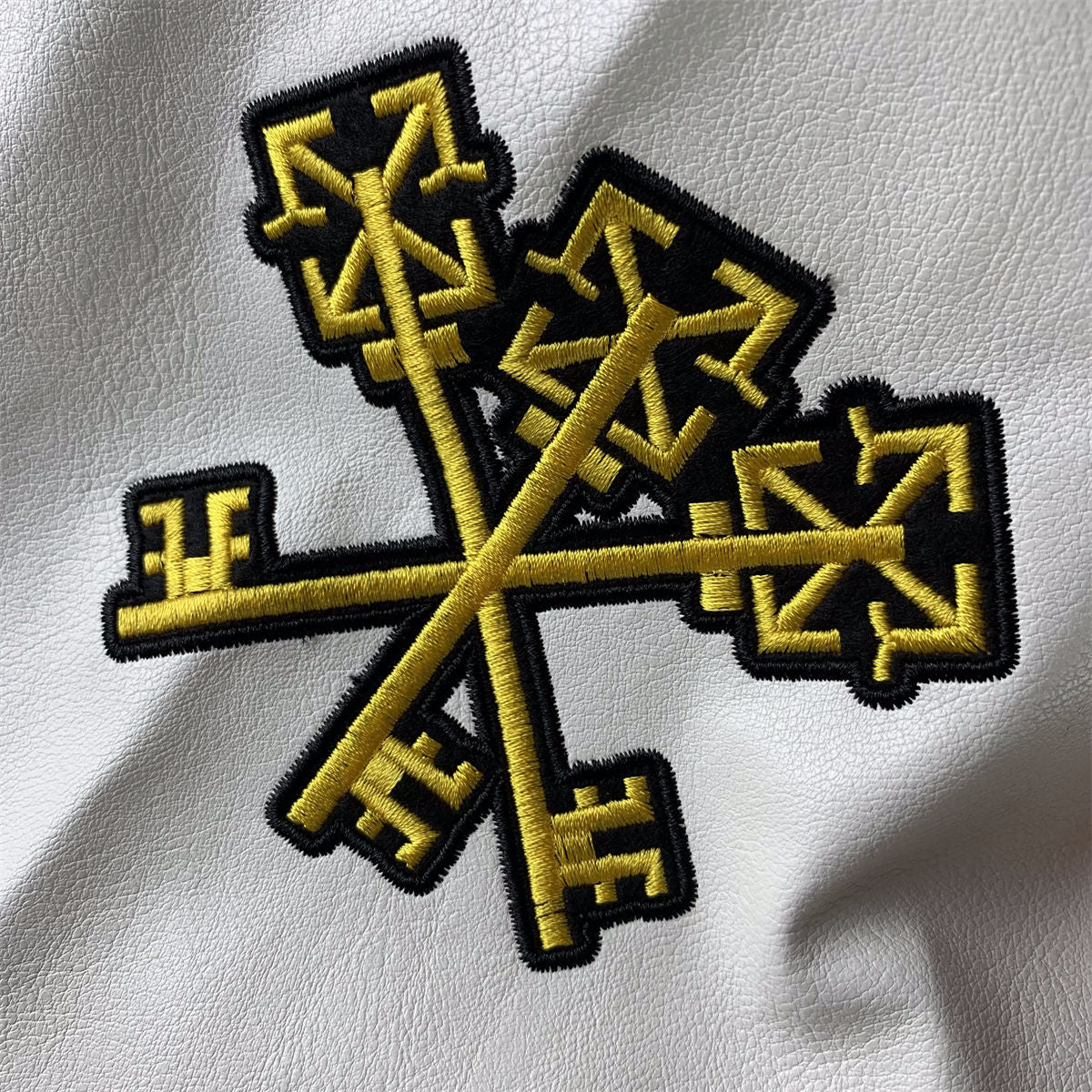 Off-White Graphics Leather Varsity 'Black/Yellow'