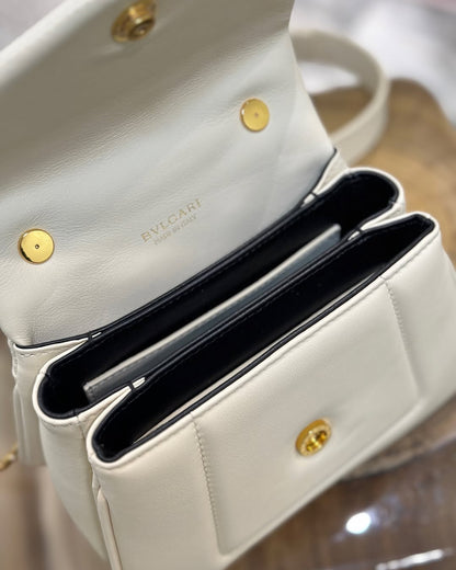 BVL Serpenti Reverse Top Handle 20cm White Calfskin GHW 188563