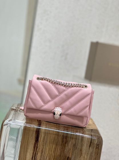 BVL Serpent Cabochon Bag 22.5cm Pink Cafskin GHW 188316