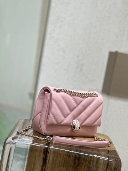 BVL Serpent Cabochon Bag 22.5cm Pink Cafskin GHW 188316