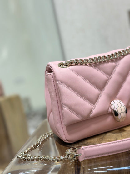 BVL Serpent Cabochon Bag 22.5cm Pink Cafskin GHW 188316