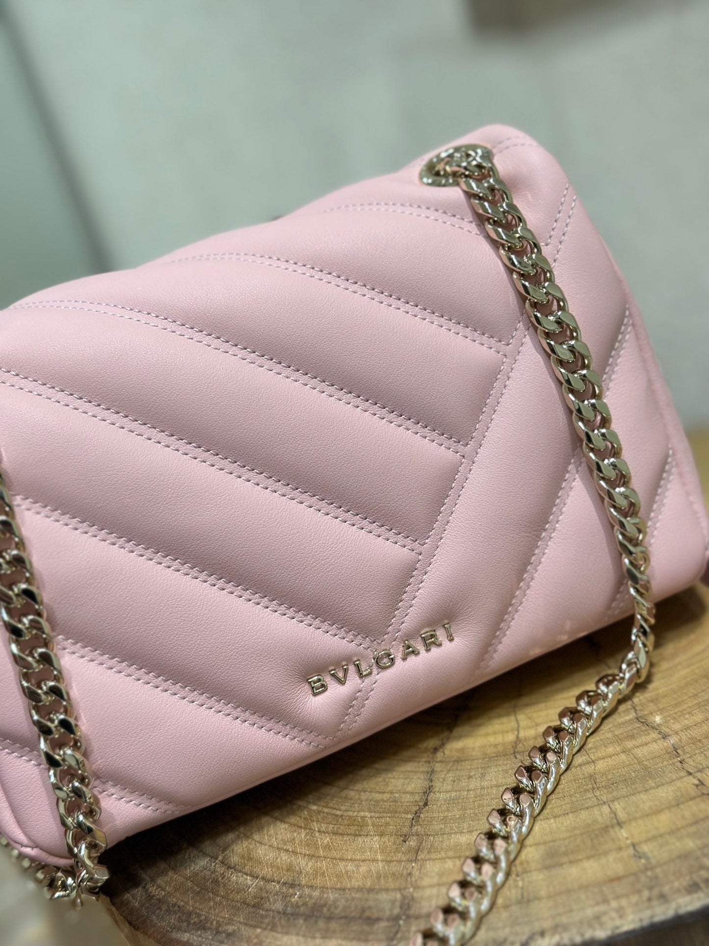 BVL Serpent Cabochon Bag 22.5cm Pink Cafskin GHW 188316