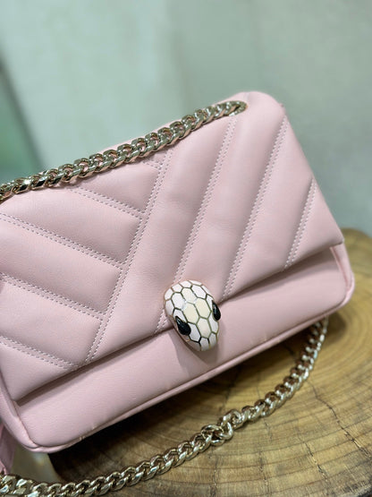 BVL Serpent Cabochon Bag 22.5cm Pink Cafskin GHW 188316