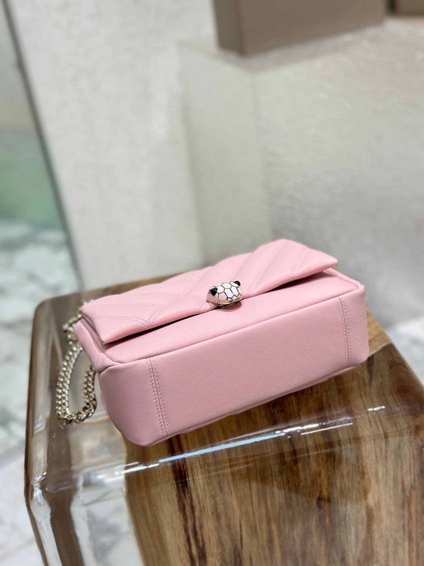 BVL Serpent Cabochon Bag 22.5cm Pink Cafskin GHW 188316