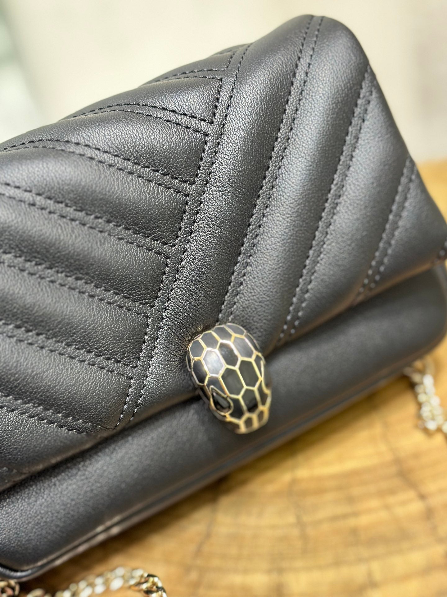 BVL Serpent Cabochon Mini Bag 17cm Black Cafskin GHW 188306