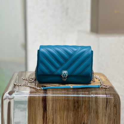 BVL Serpent Cabochon Mini Bag 17cm Blue Cafskin GHW 188292