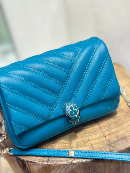 BVL Serpent Cabochon Mini Bag 17cm Blue Cafskin GHW 188292