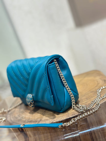 BVL Serpent Cabochon Mini Bag 17cm Blue Cafskin GHW 188292