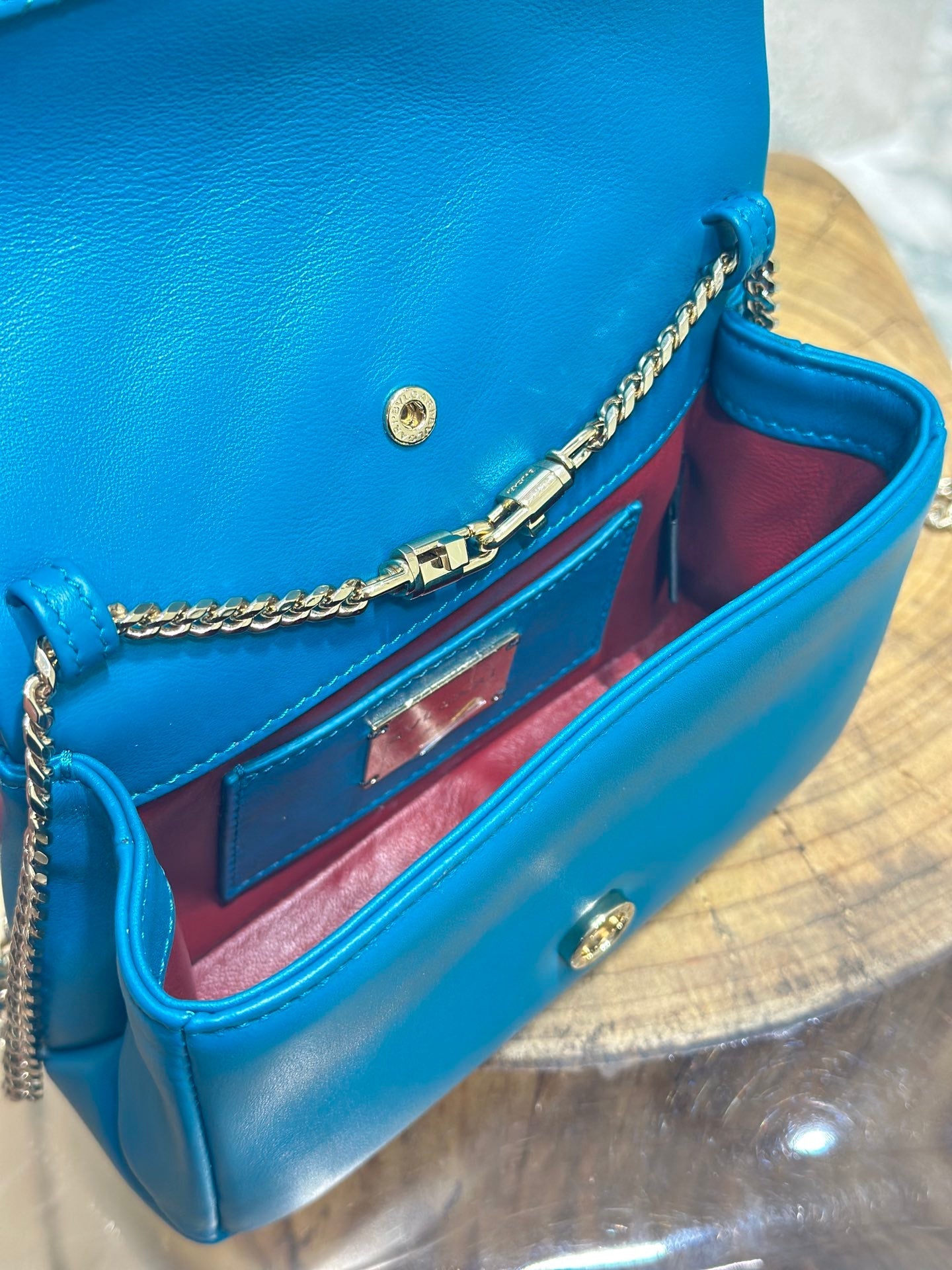 BVL Serpent Cabochon Mini Bag 17cm Blue Cafskin GHW 188292