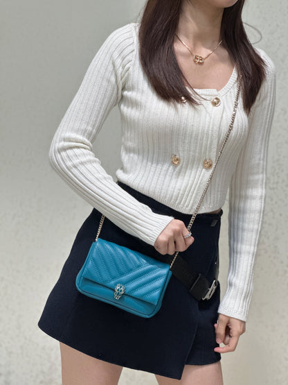 BVL Serpent Cabochon Mini Bag 17cm Blue Cafskin GHW 188292