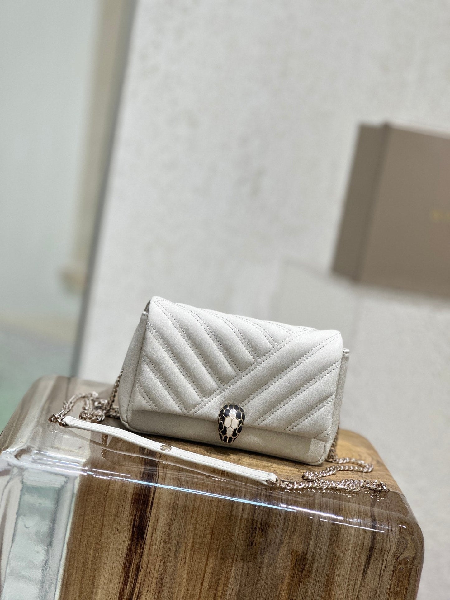 BVL Serpent Cabochon Mini Bag 17cm White Cafskin GHW 188303