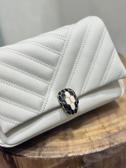 BVL Serpent Cabochon Mini Bag 17cm White Cafskin GHW 188303