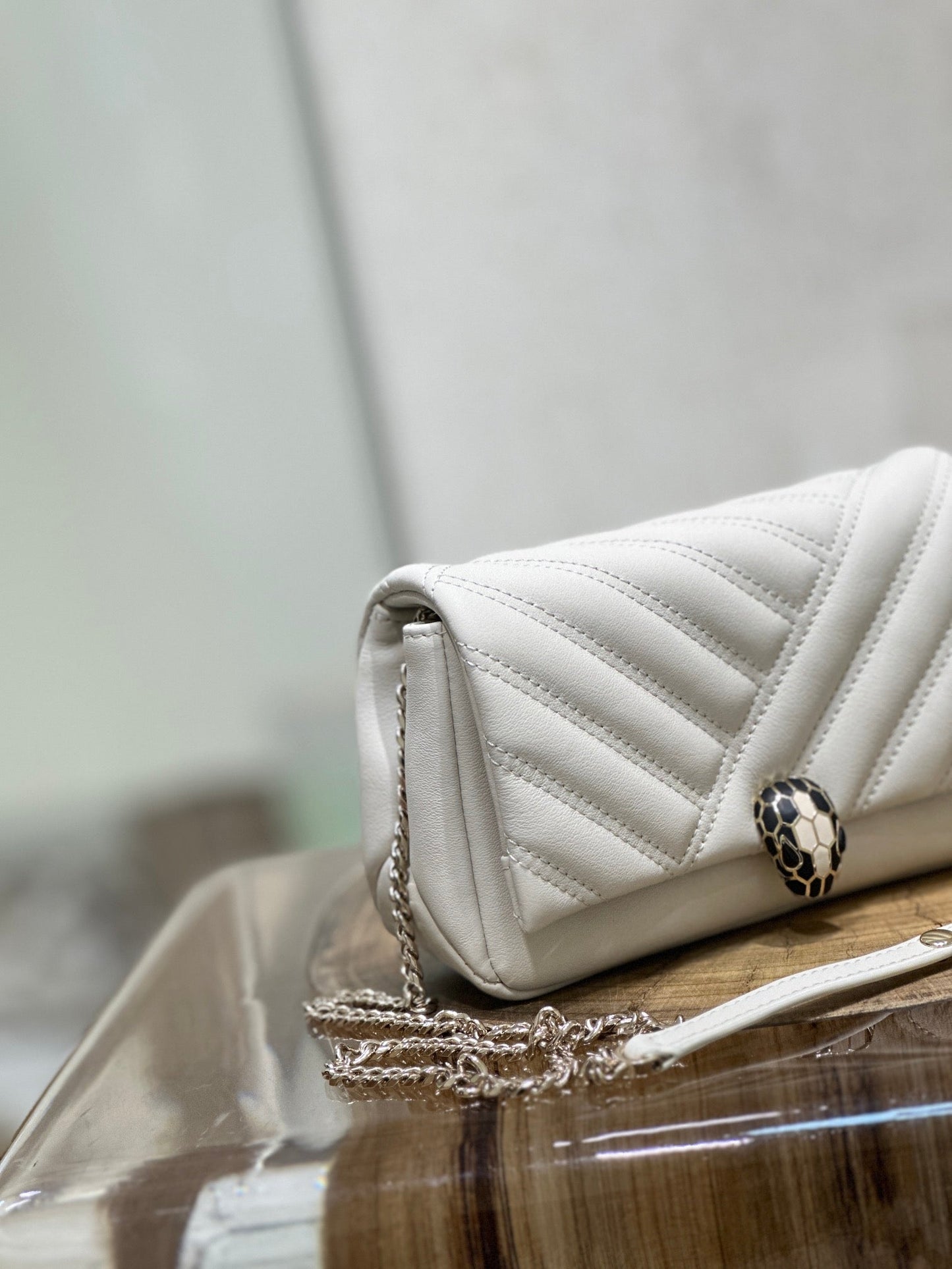 BVL Serpent Cabochon Mini Bag 17cm White Cafskin GHW 188303