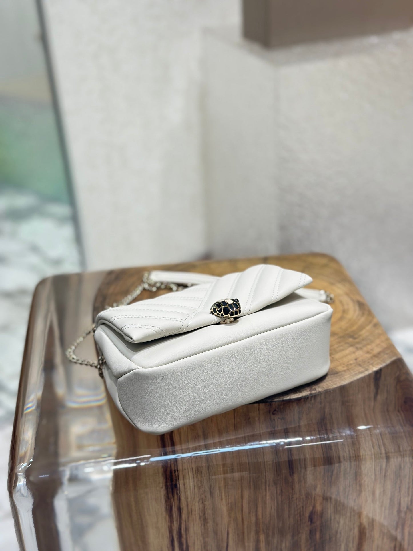 BVL Serpent Cabochon Mini Bag 17cm White Cafskin GHW 188303