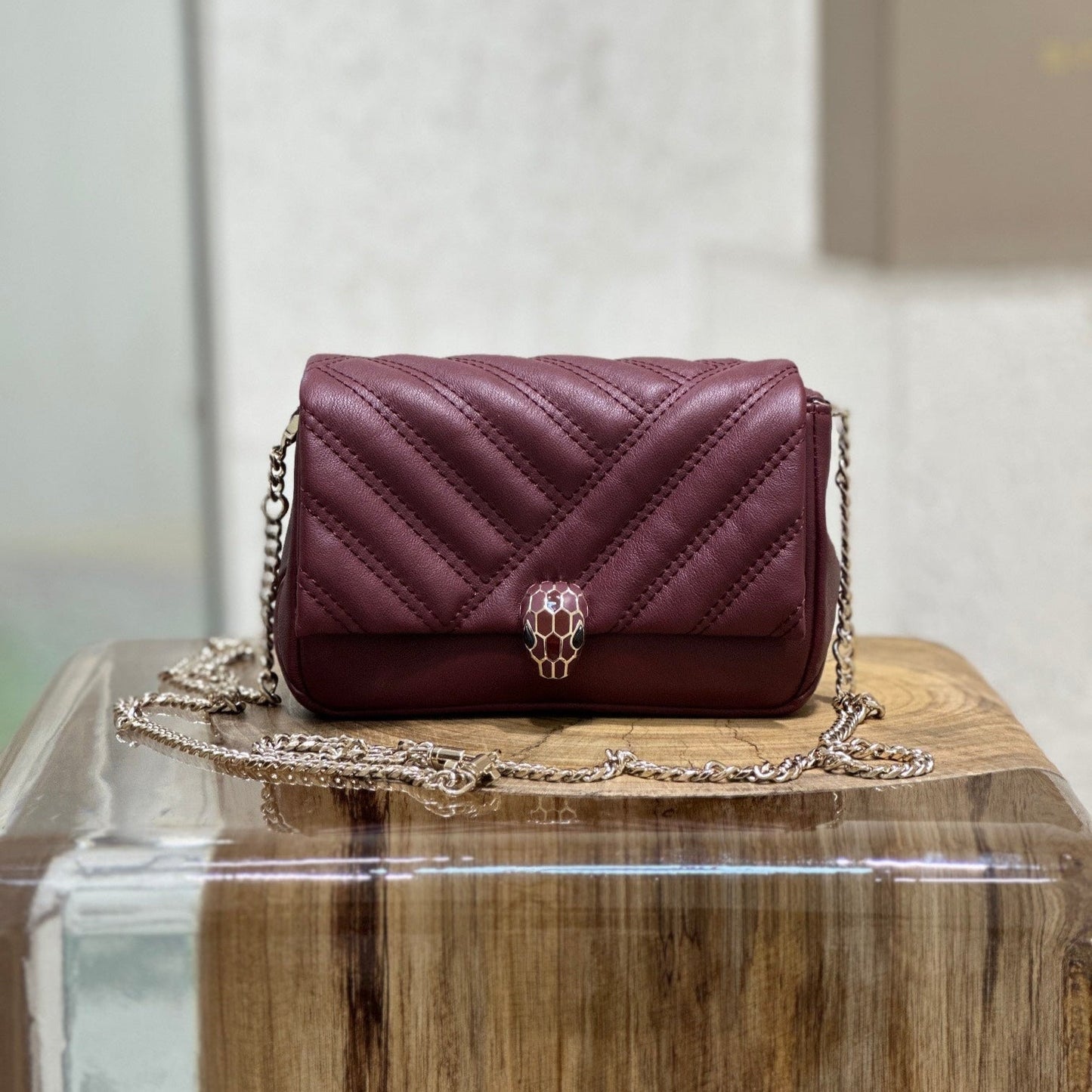 BVL Serpent Cabochon Mini Bag 17cm Red Cafskin GHW 188297