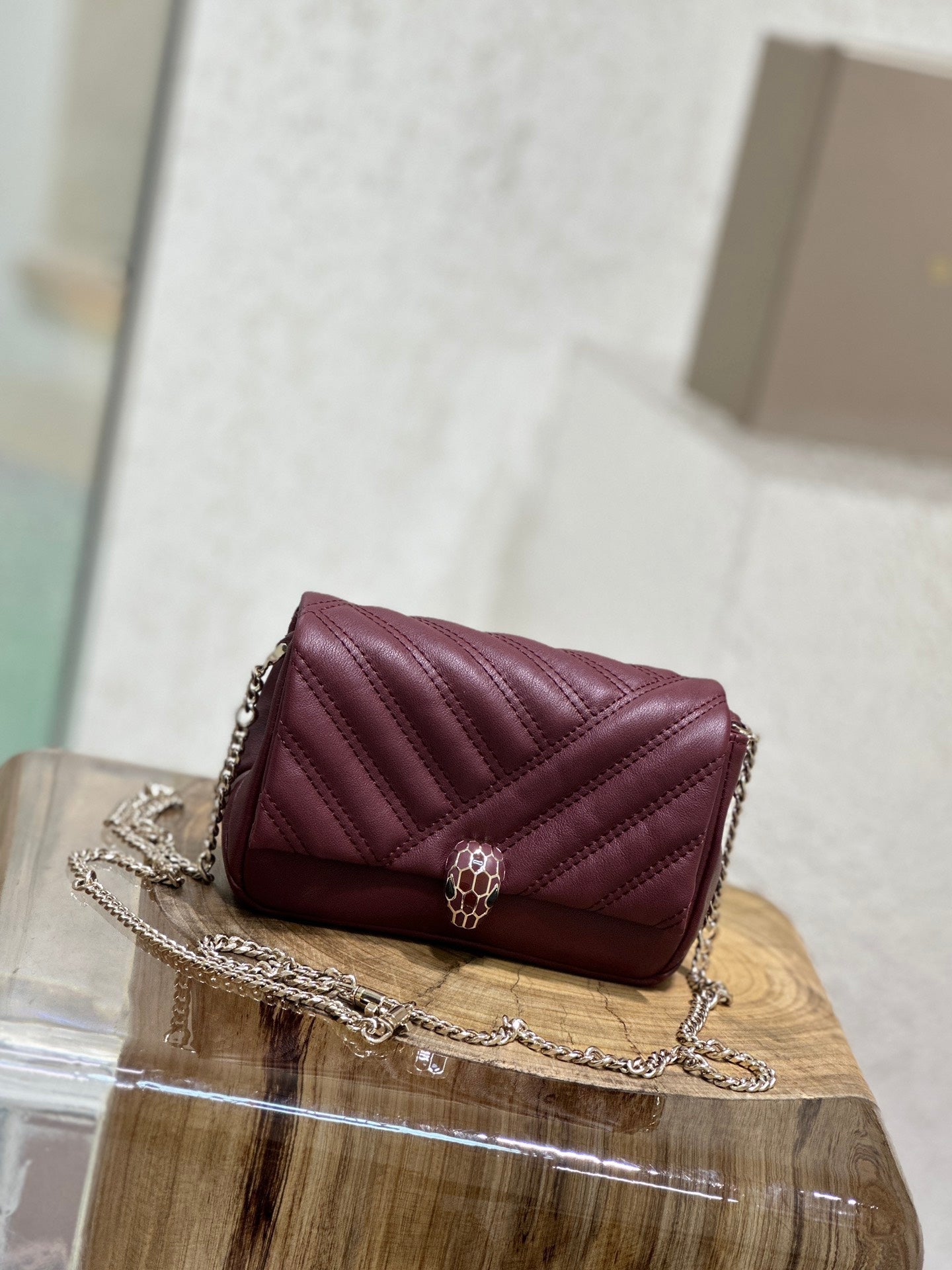 BVL Serpent Cabochon Mini Bag 17cm Red Cafskin GHW 188297