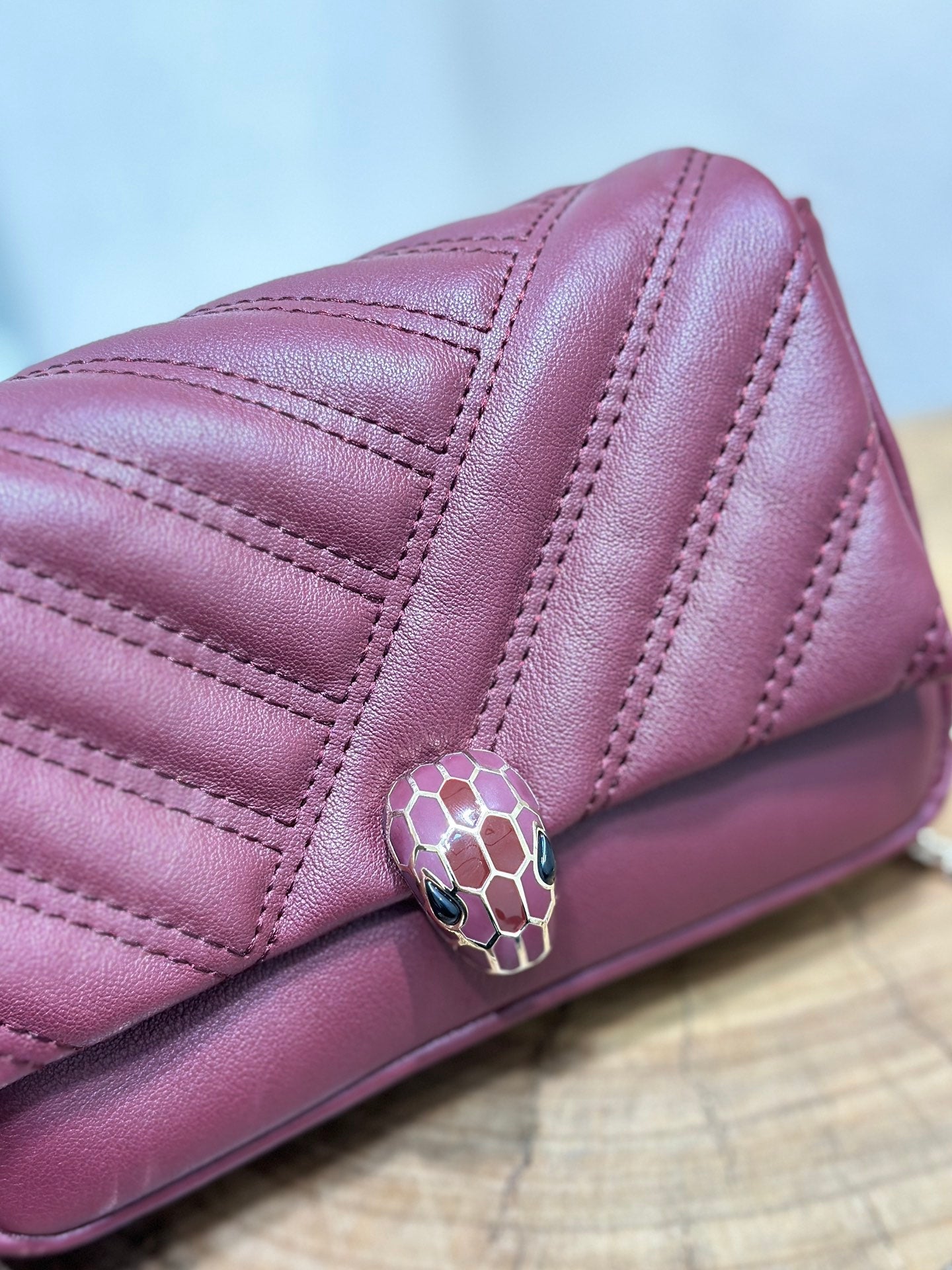 BVL Serpent Cabochon Mini Bag 17cm Red Cafskin GHW 188297