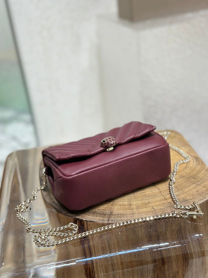 BVL Serpent Cabochon Mini Bag 17cm Red Cafskin GHW 188297