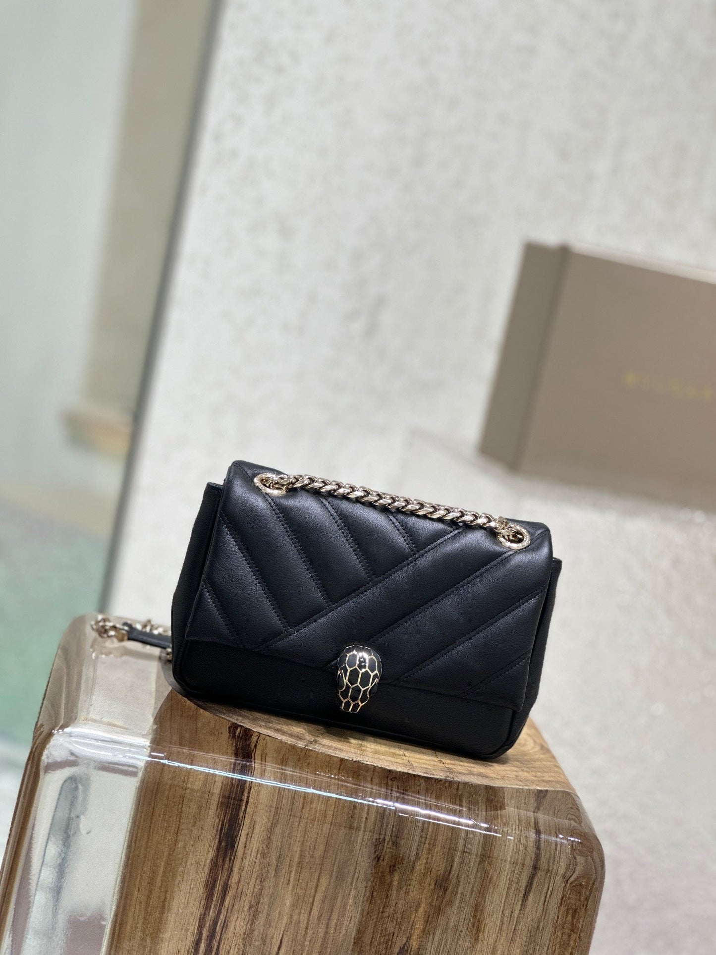 BVL Serpent Cabochon Bag 22.5cm Black Cafskin GHW 188284