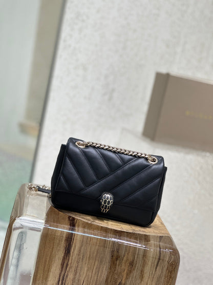 BVL Serpent Cabochon Bag 22.5cm Black Cafskin GHW 188284