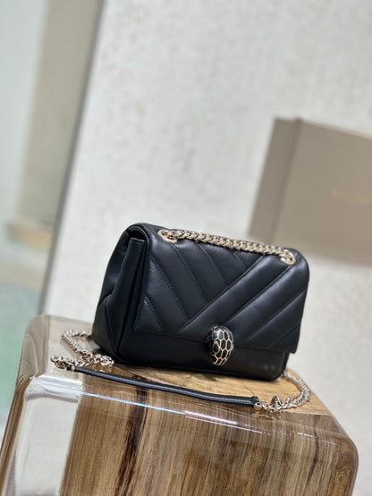 BVL Serpent Cabochon Bag 22.5cm Black Cafskin GHW 188284