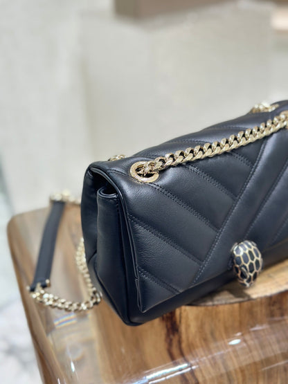 BVL Serpent Cabochon Bag 22.5cm Black Cafskin GHW 188284