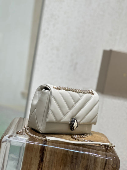 BVL Serpent Cabochon Bag 22.5cm White Cafskin GHW 188281