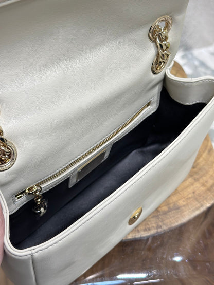 BVL Serpent Cabochon Bag 22.5cm White Cafskin GHW 188281