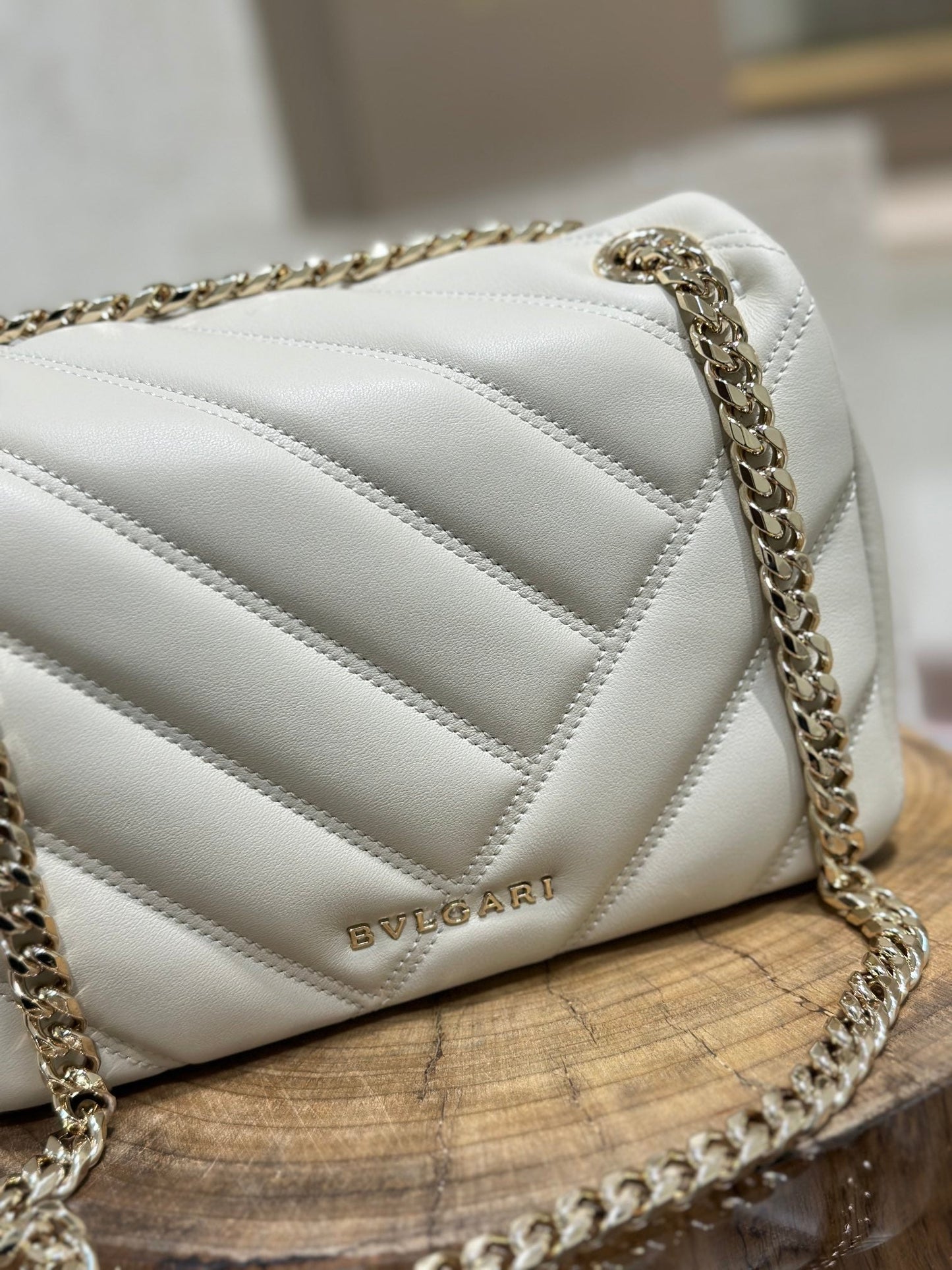 BVL Serpent Cabochon Bag 22.5cm White Cafskin GHW 188281