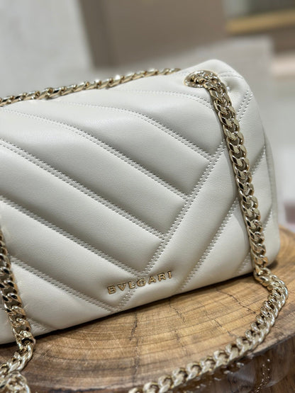 BVL Serpent Cabochon Bag 22.5cm White Cafskin GHW 188281