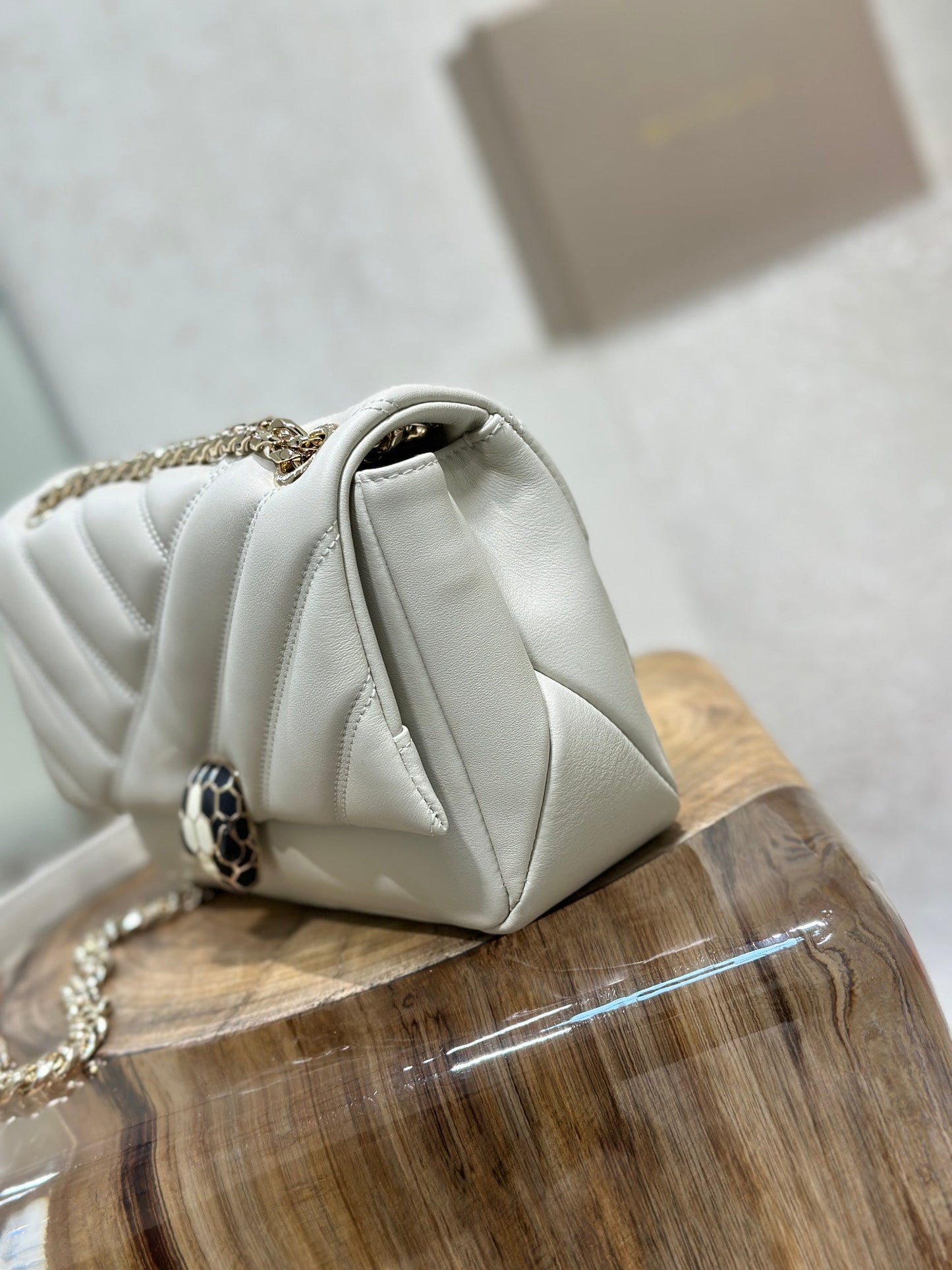 BVL Serpent Cabochon Bag 22.5cm White Cafskin GHW 188281