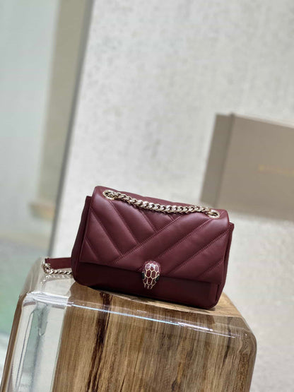 BVL Serpent Cabochon Bag 22.5cm Red Cafskin GHW 188274